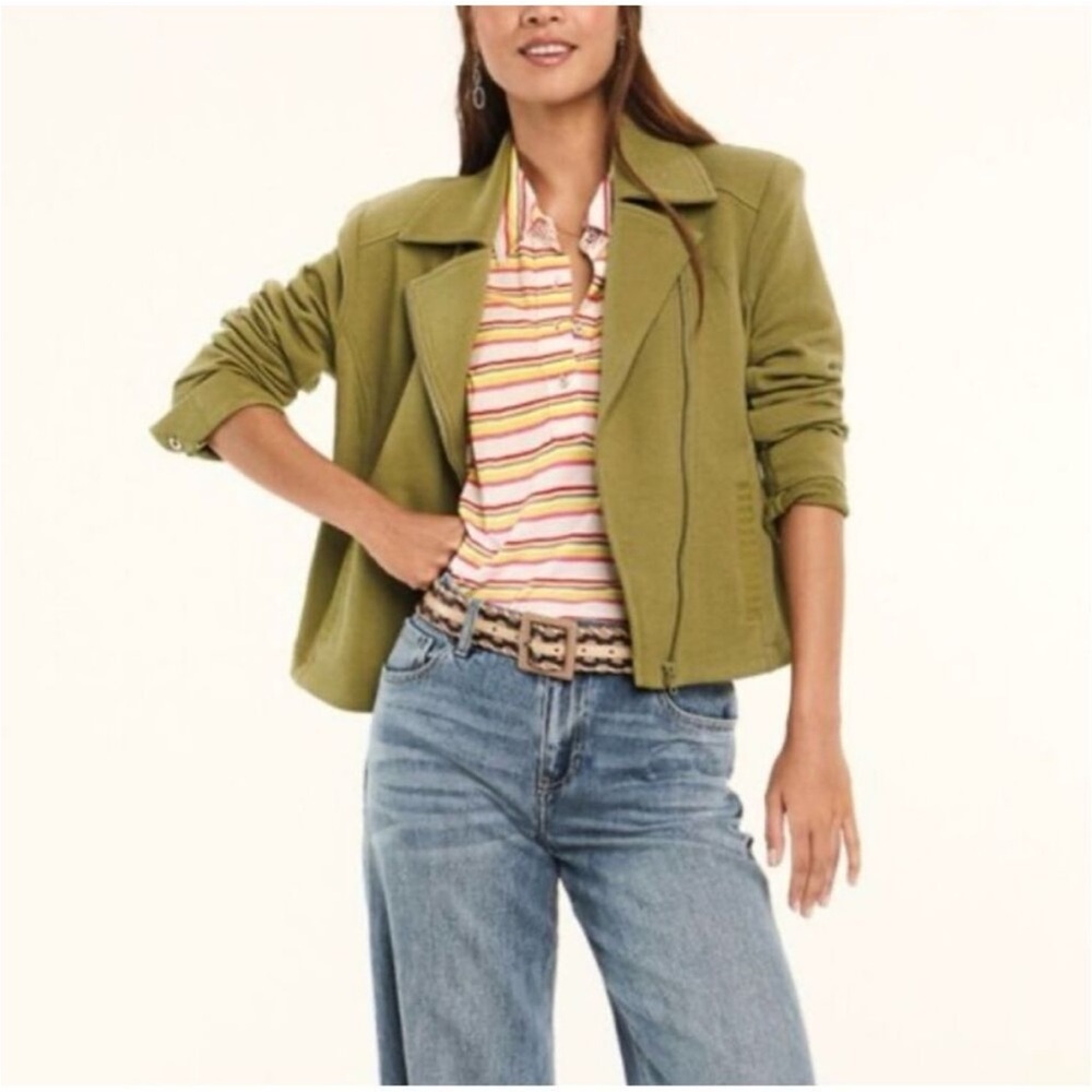 Cabi Moto Road Trip Jacket Olive Green    #6470 Size Medium EUC